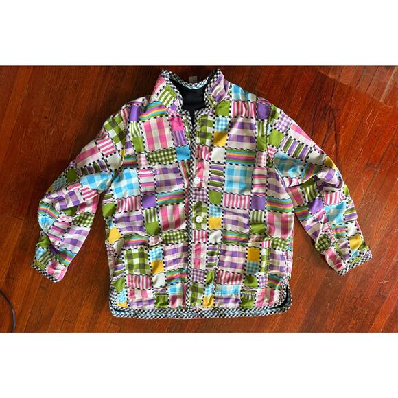Vintage Y2K Koos of Course Jacket Womens 1X Black Multi Patchwork Reversible Fun - Picture 5 of 5